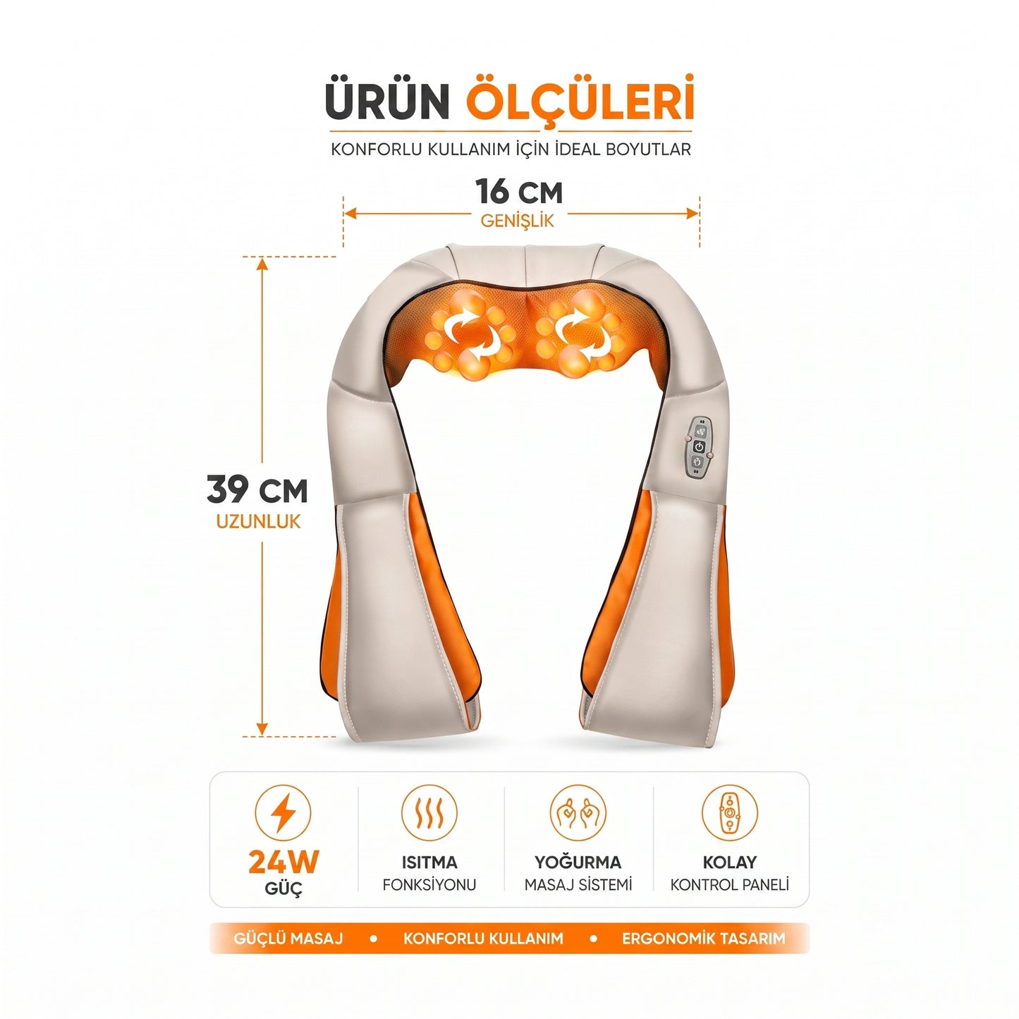 Fenomax Ovmalı Isıtmalı Boyun Bel Omuz Sırt Masaj Cihazı
