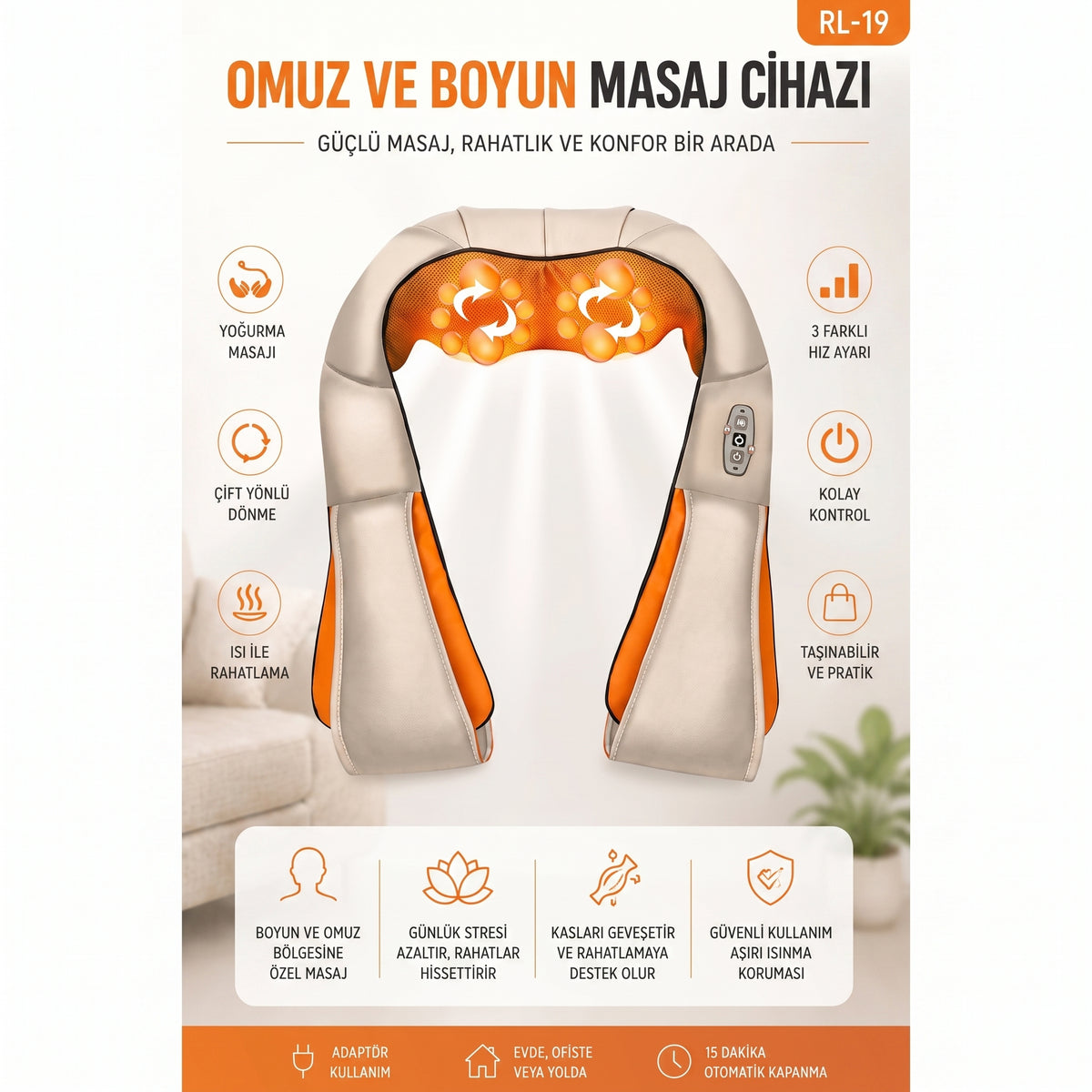 Fenomax Ovmalı Isıtmalı Boyun Bel Omuz Sırt Masaj Cihazı